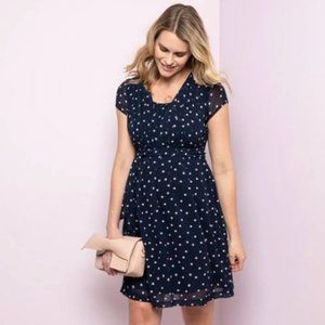 Seraphine Navy Polka Dot Maternity & Nursing Dress